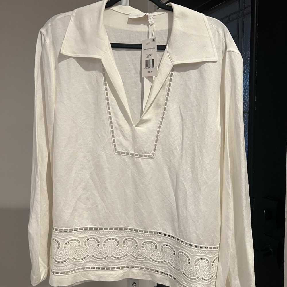Jonathan Simkhai White Long Sleeve Top
